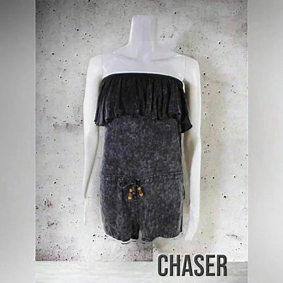 Chaser Womens Ruffled Elastic Off Shoulder Drawstring
Romper Gray Size M - Picture 2 of 10